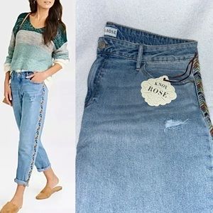 Women's Mid-Rise Straight Leg Embroidered Ankle Jeans - Knox Rose-Size 16 New!